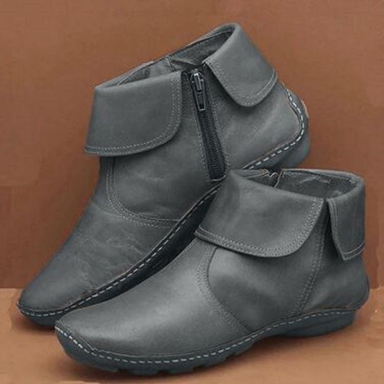 Women's Ankle Boots - Adult Zipper Flat Shoes