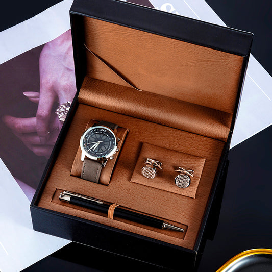 3-Piece Men's Watch Gift Set - Sports Retro Calendar