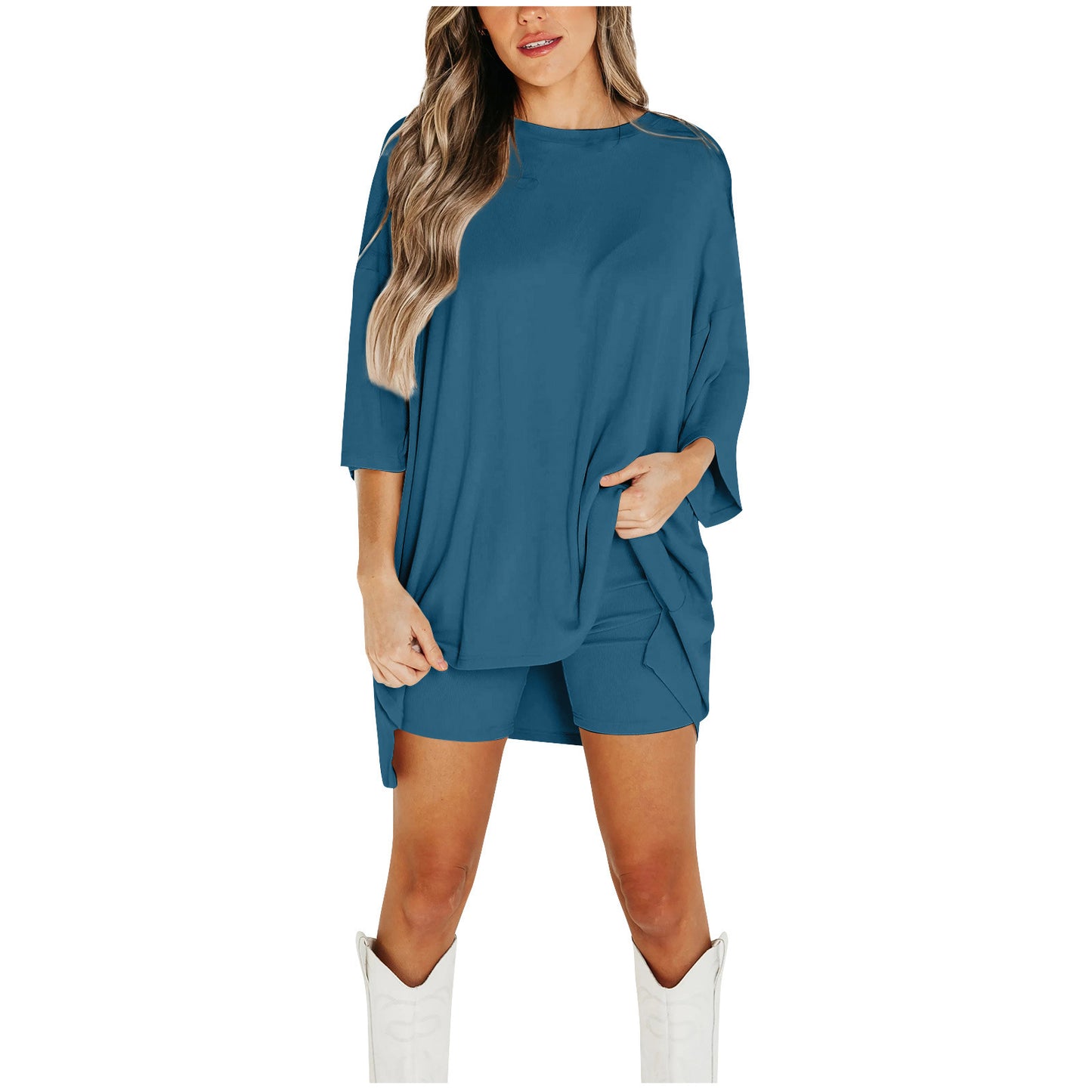 Women's Summer Shorts Suit - Wine Red T-shirt & Pants Set Multiple Sizes