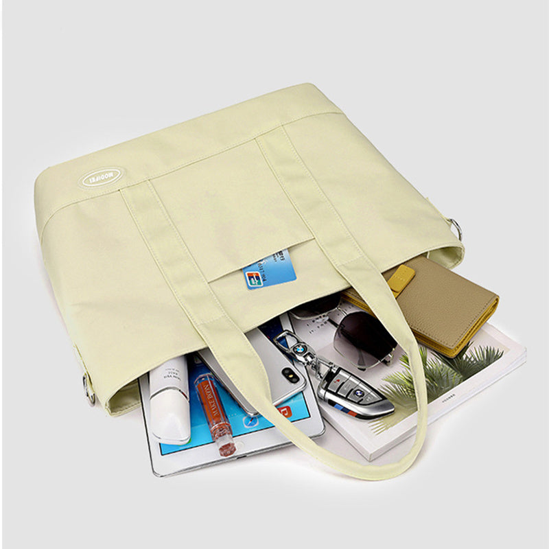 Large Capacity Korean Style Tote Bag - Trendy Solid Color Casual Shoulder Handbag for Women