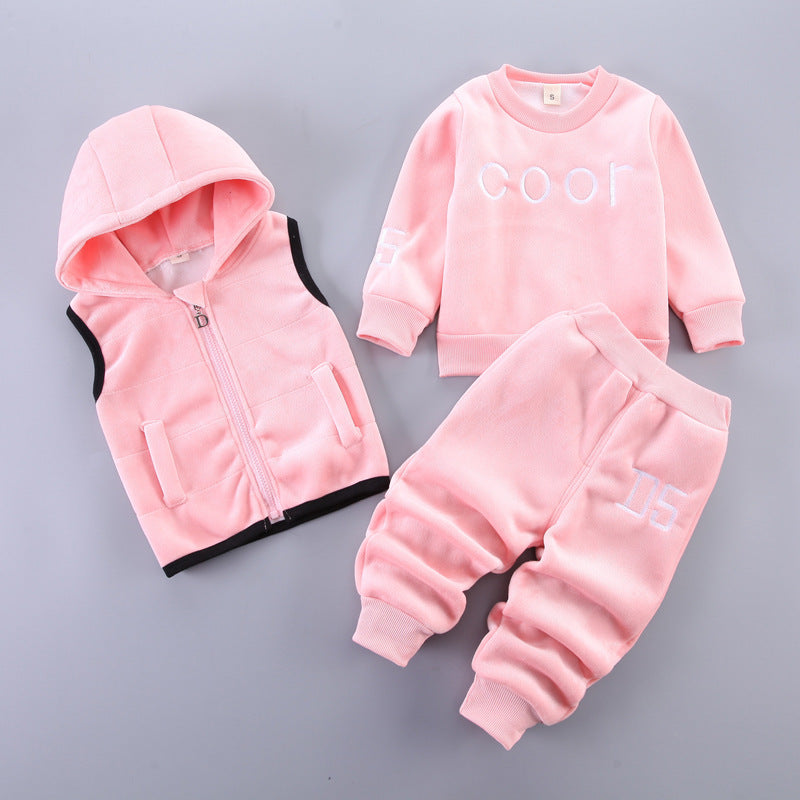 Adorable Baby Three-Piece Set - Cozy Top, Pants & Vest Outfit