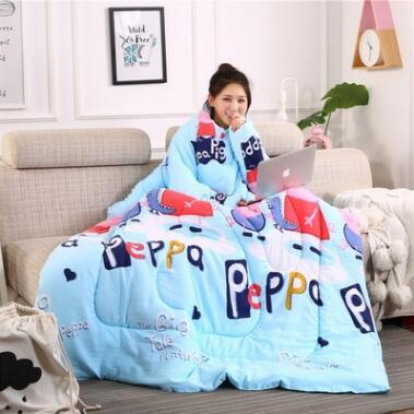 Winter Lazy Quilt with Sleeves - Polyester 1.2×1.6m Wearable Blanket 5 Colors 1350g