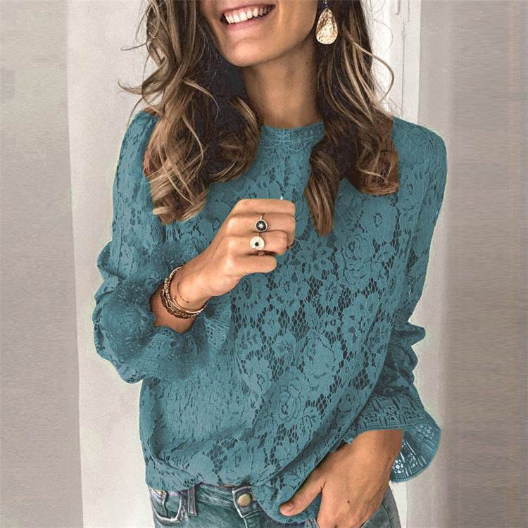 Hollow lace shirt womens clothing - Millivan supplies
