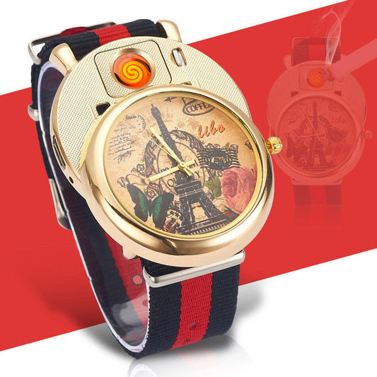 Cigarette Lighter Canvas Watch - Quartz Chronograph