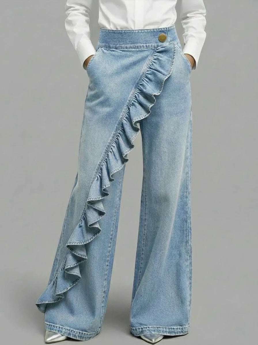 Women's Retro A-Line Irregular Hem Trousers | Black, Blue & Light Blue | S–2XL
