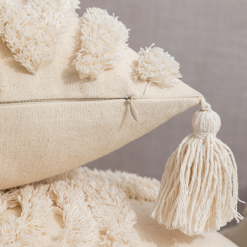 Home Fashion Bohemian Cotton Tufted Embroidery Pillowcase