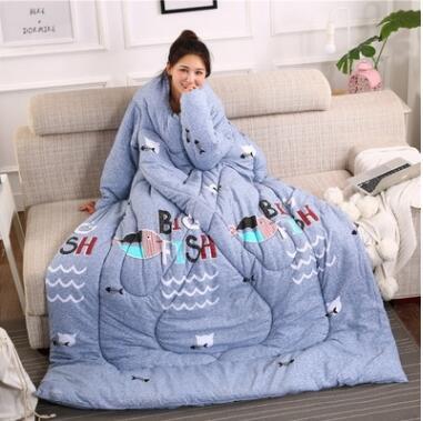 Winter Lazy Quilt with Sleeves - Polyester 1.2×1.6m Wearable Blanket 5 Colors 1350g