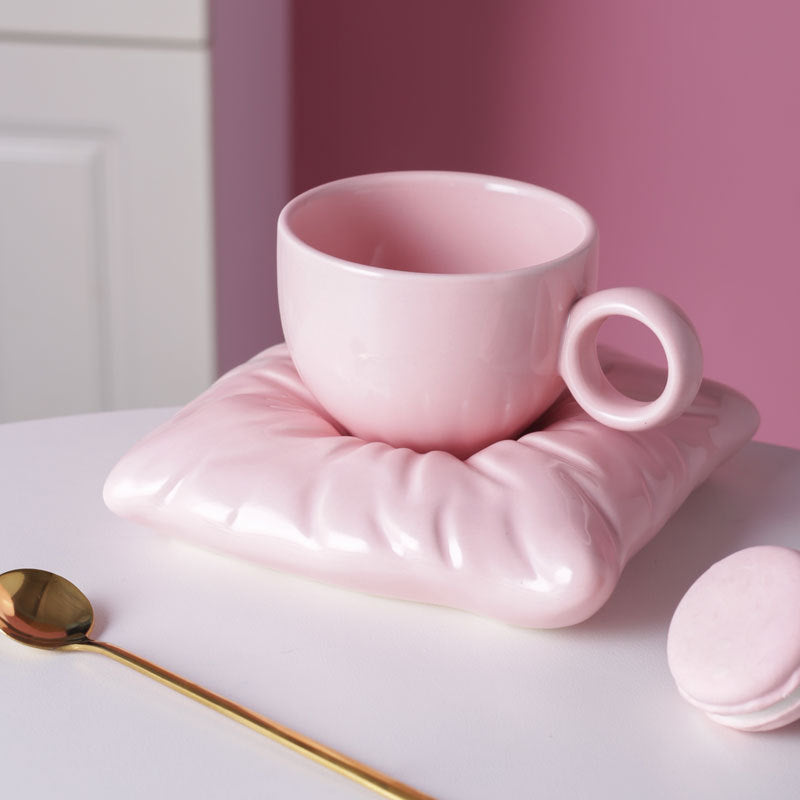 Nordic Ceramic Cup Set - Pillow Coaster 200ml Gift Box