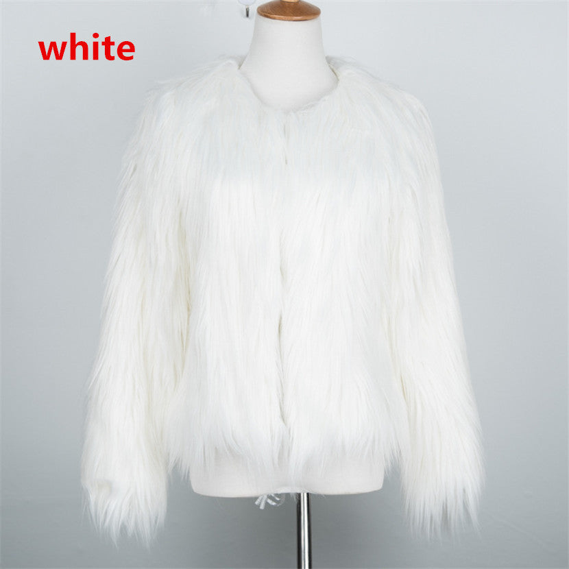 Women's Short Long Sleeve Plus Size Fur Coat - Adult Winter Outerwear