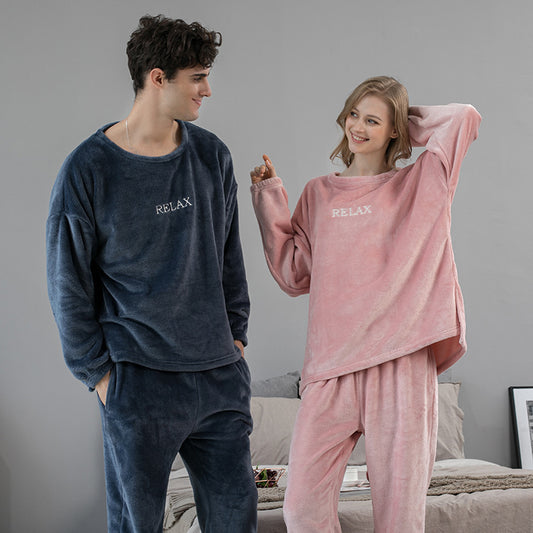 Flannel Pajamas Set - Winter Couple Sleepwear for Women & Men
