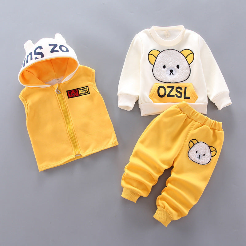 Adorable Baby Three-Piece Set - Cozy Top, Pants & Vest Outfit