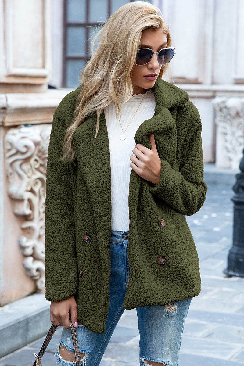 Ivy Lane Full Size Lapel Collar Sherpa Coat - Millivan supplies