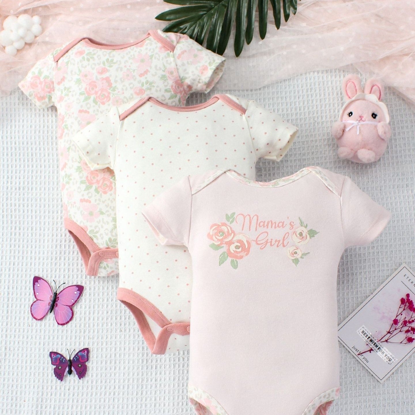 Baby Jumpsuit Fashion Three-Piece Set - Blue Giraffe Design