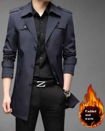 Men's Windbreaker Jacket - Adult Mid-length Business Casual Khaki
