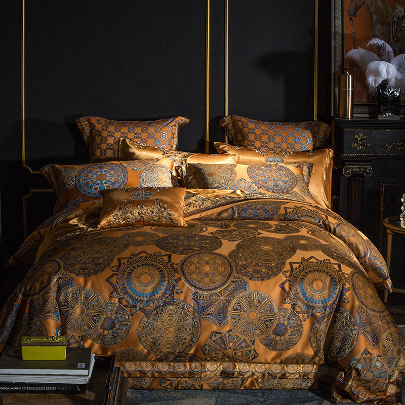 Home Textile Bedding Kit - High-Precision Yarn-Dyed Jacquard Multi-Piece Suit 60s Satin Long-Staple Cotton