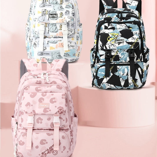 Printed Lightweight Backpack Large Capacity Middle School Student Schoolbag