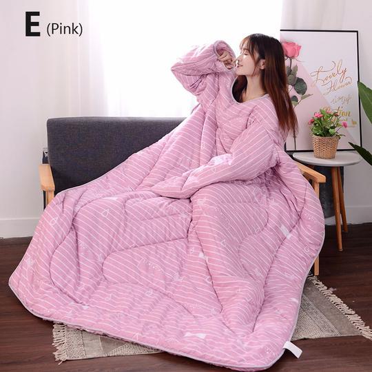 Winter Lazy Quilt with Sleeves - Polyester 1.2×1.6m Wearable Blanket 5 Colors 1350g