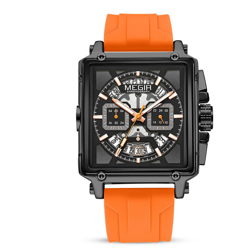 Men's Square Sports Quartz Watch - Waterproof Luminous