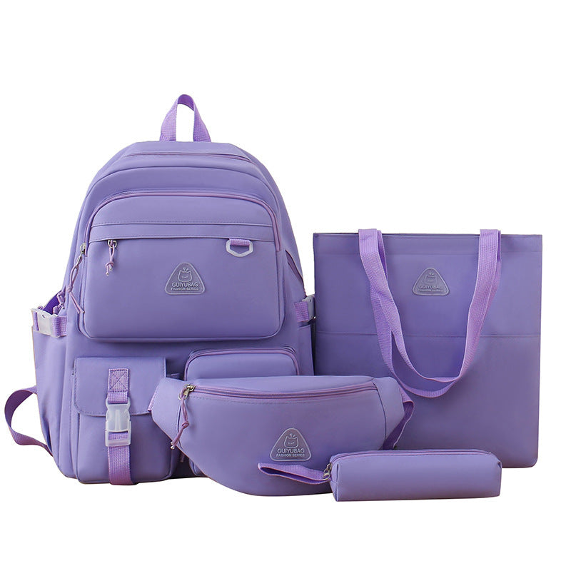 New Large Capacity School Bag Four-piece Backpack For Middle School Students