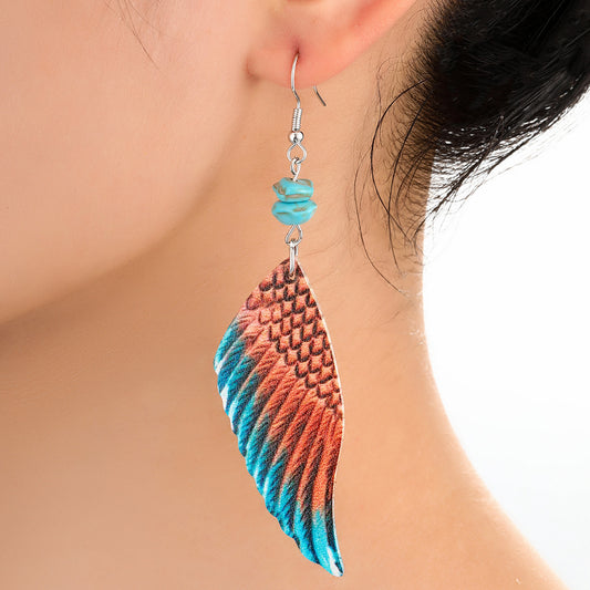 Angel Wings Two-tone Leather Earrings