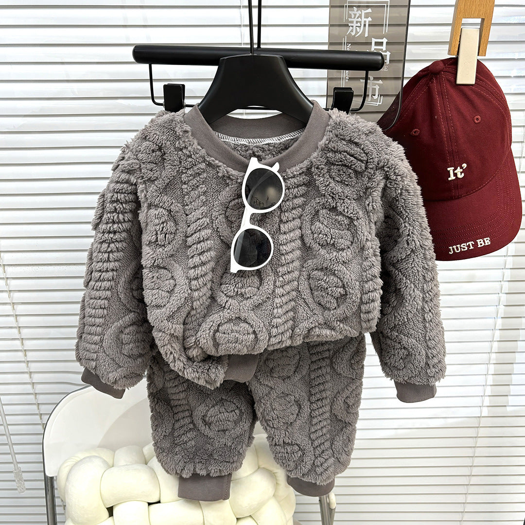 Korean Style Girls' Solid Color Pajamas - Comfortable Sleepwear Set