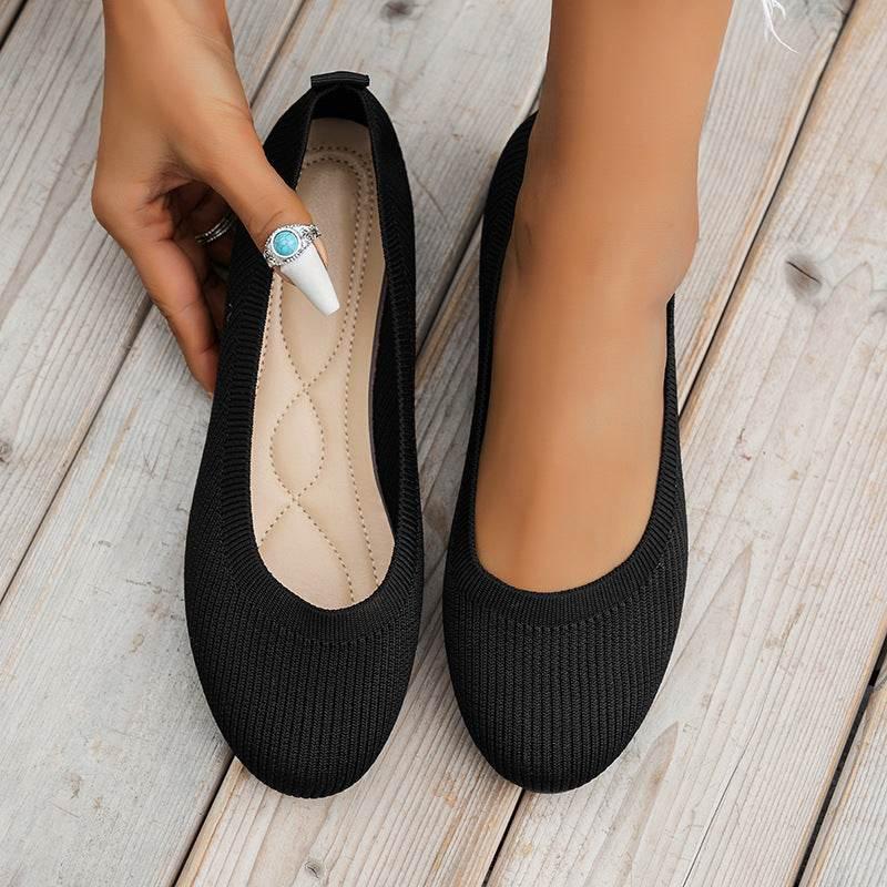 Round Toe Flats Shoes Casual Comfortable Soft Slip On Knit Mesh Shoes For Women - Millivan supplies