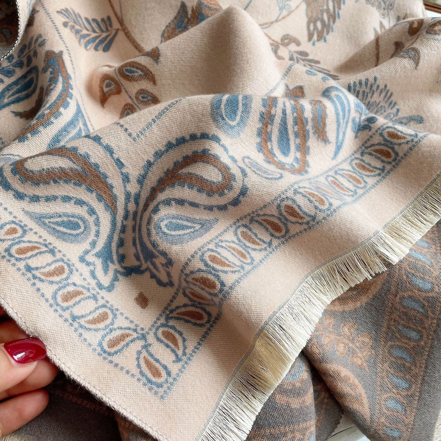 Women's Cashmere-like Neck Warmer Scarf - Adult Office Blanket Camel