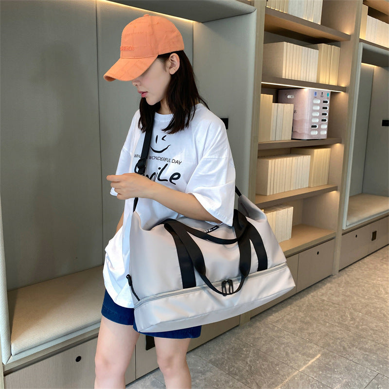 Large Capacity Waterproof Travel Duffle Bag - Women's Sports Gym Fitness Weekender with Shoe Compartment