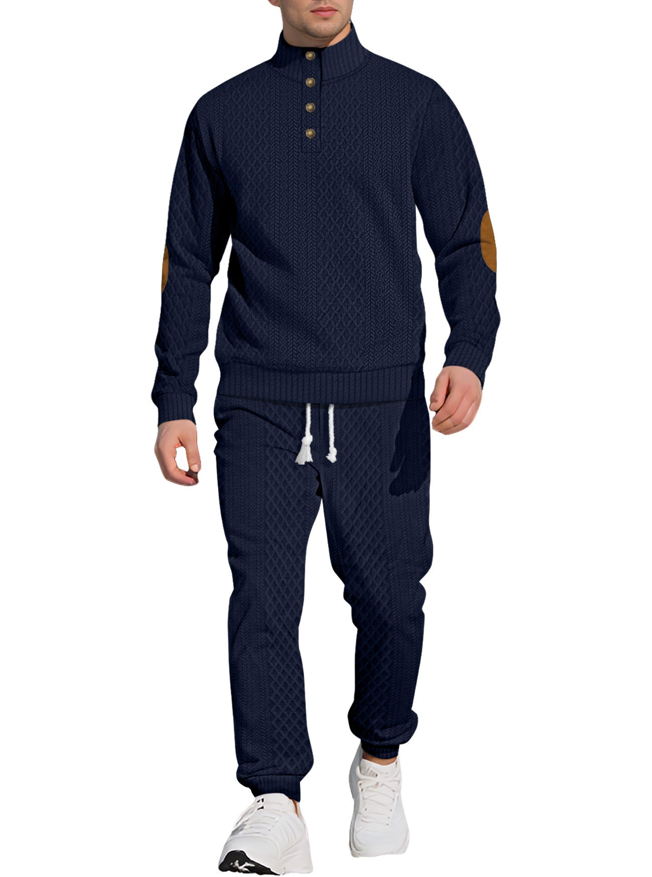 Men's Stand Collar Sports Suit - Light Gray Long Sleeve Outdoor Set Multiple Sizes
