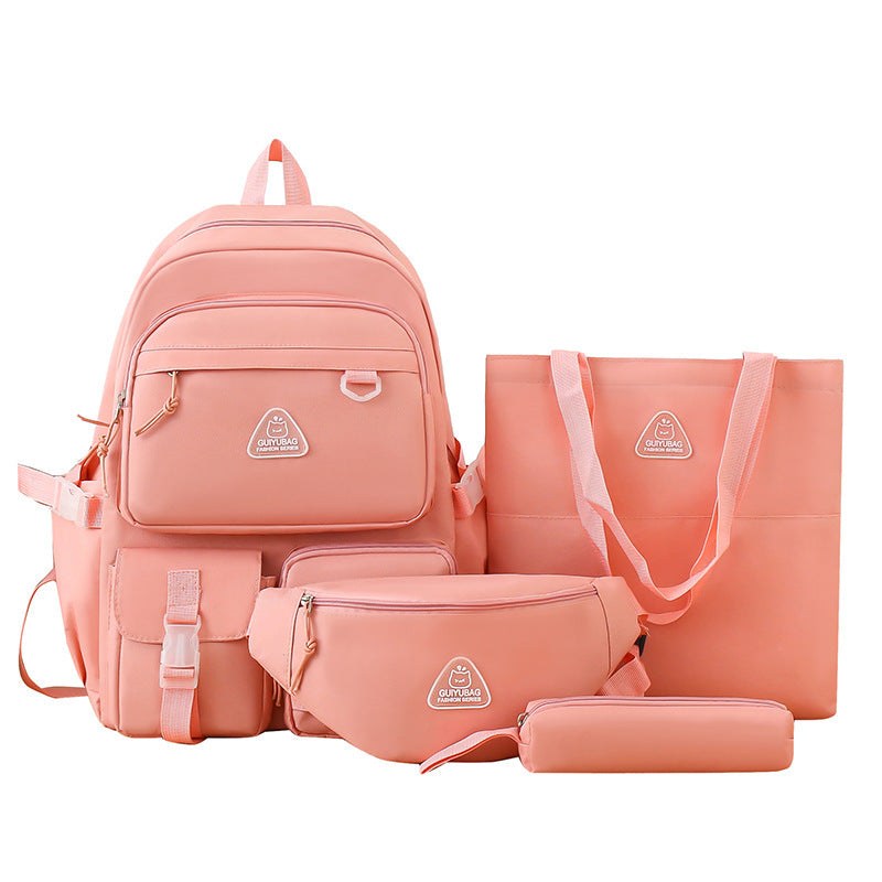 New Large Capacity School Bag Four-piece Backpack For Middle School Students