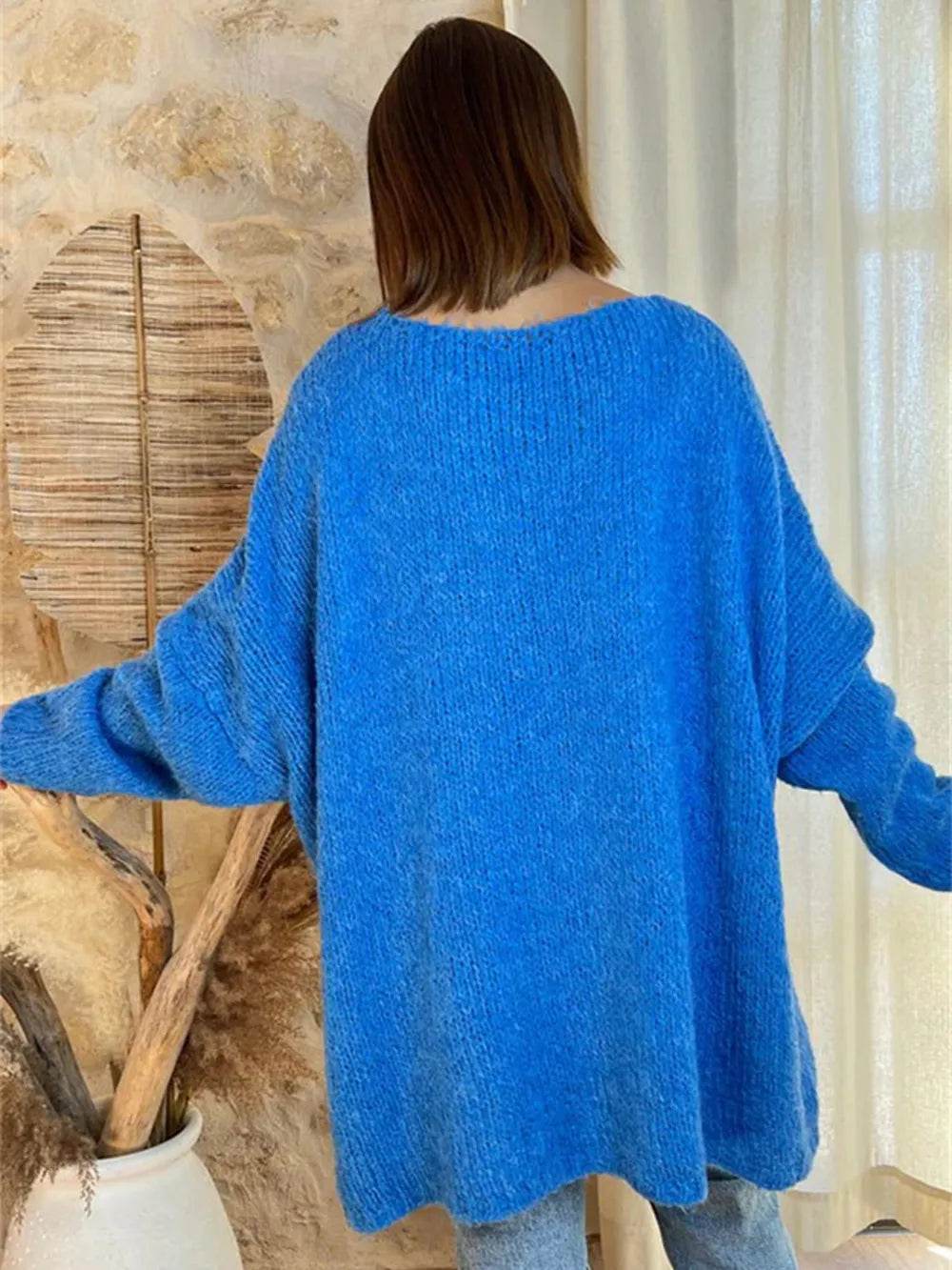 Peace Graphic V-Neck Long Sleeve Sweater - Millivan supplies