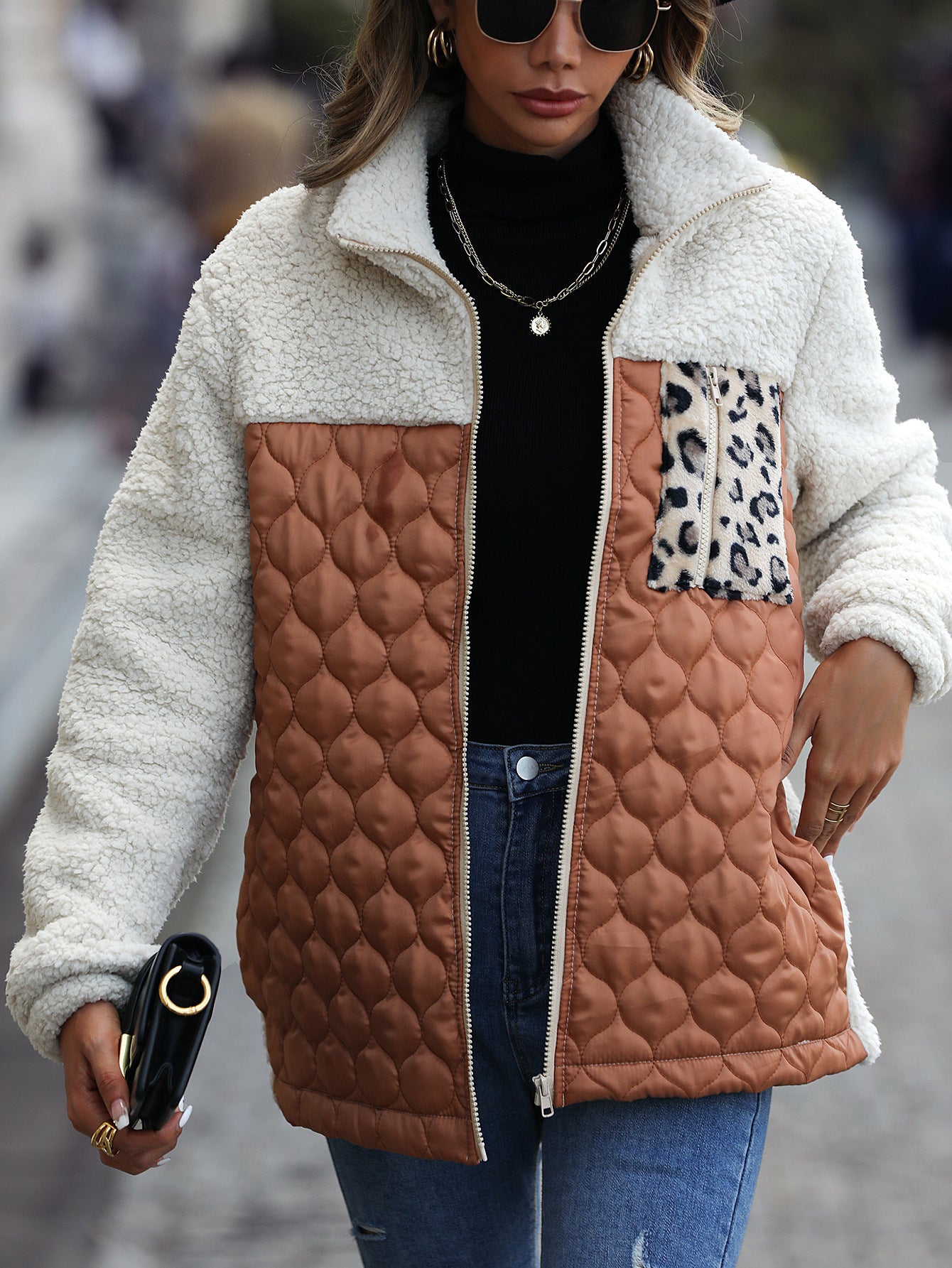 European And American New Casual Plush Women's Loose Round Neck Coat