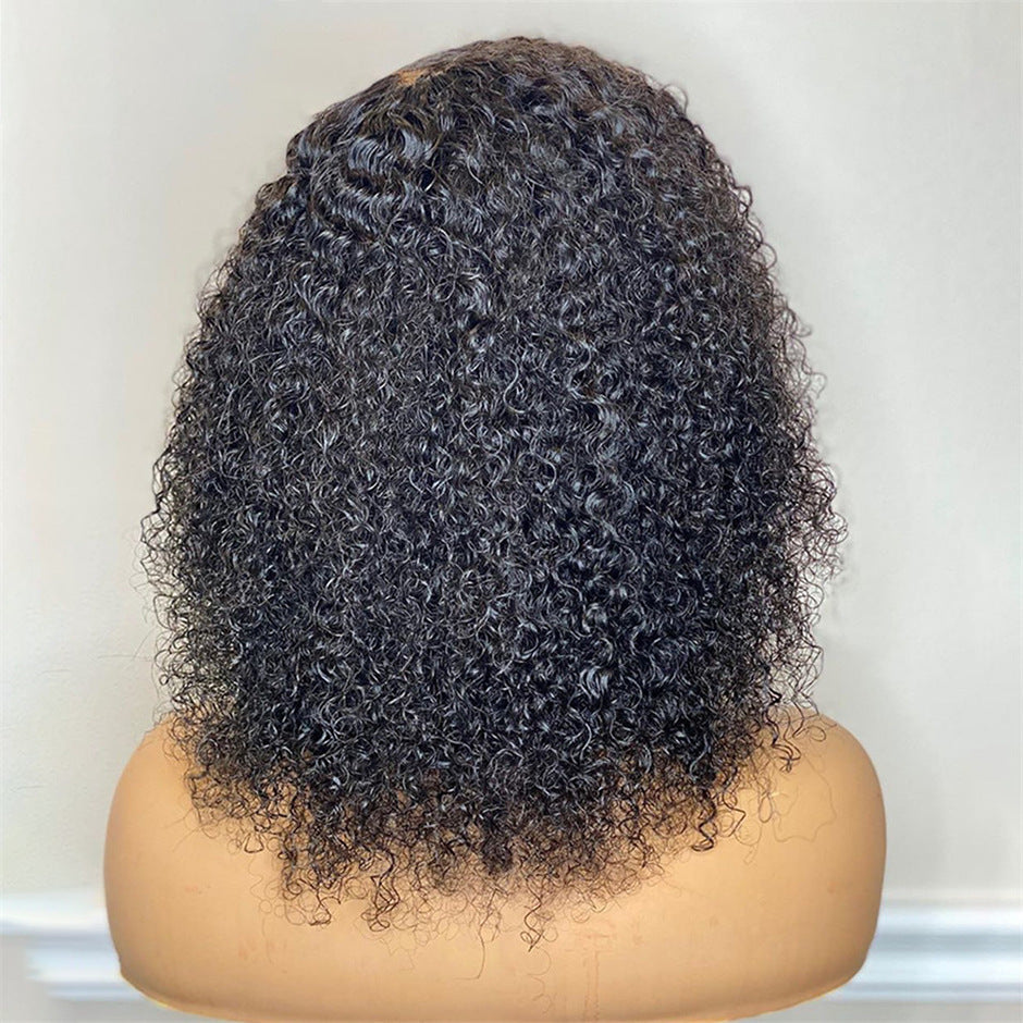 Women's Kinky Curly Short Bob Lace Front Wig - Natural Color Human Hair Multiple Lengths