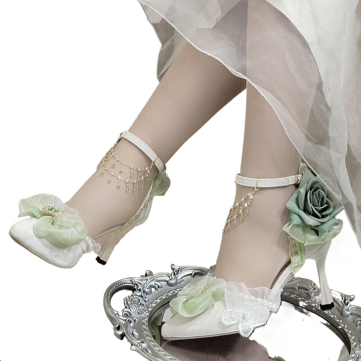 Flower Wedding High Heels Bow Handmade