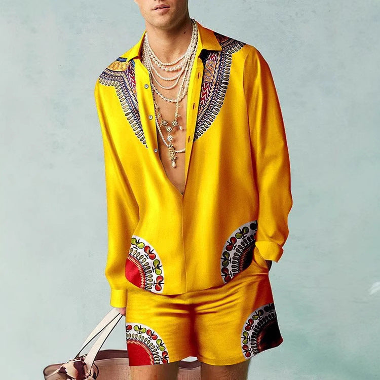Men's 3D Digital Printing Casual Suit - Short Sleeve Shirt & Shorts Set