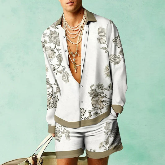 Men's 3D Digital Printing Casual Suit - Short Sleeve Shirt & Shorts Set