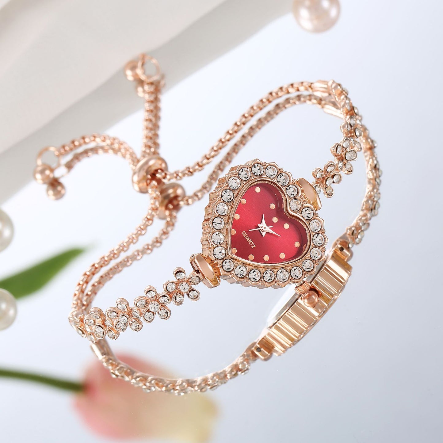 Flower Chain Diamond Women's Watch - Elegant All-Match
