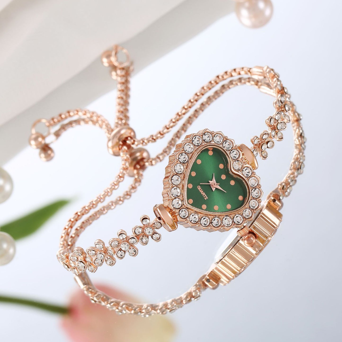 Flower Chain Diamond Women's Watch - Elegant All-Match