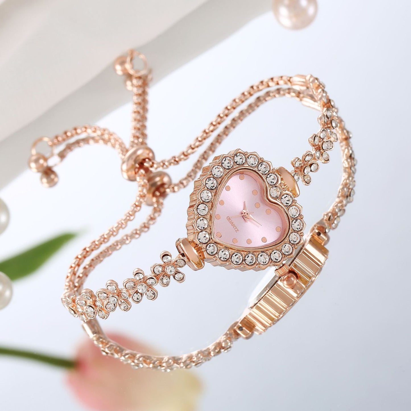 Flower Chain Diamond Women's Watch - Elegant All-Match