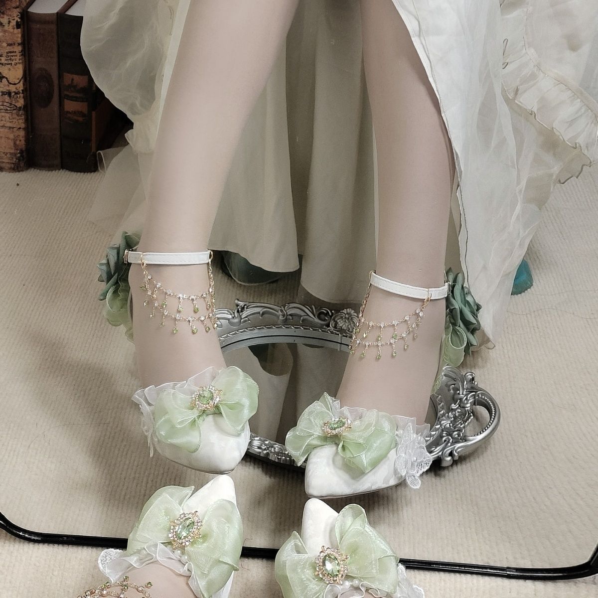 Flower Wedding High Heels Bow Handmade