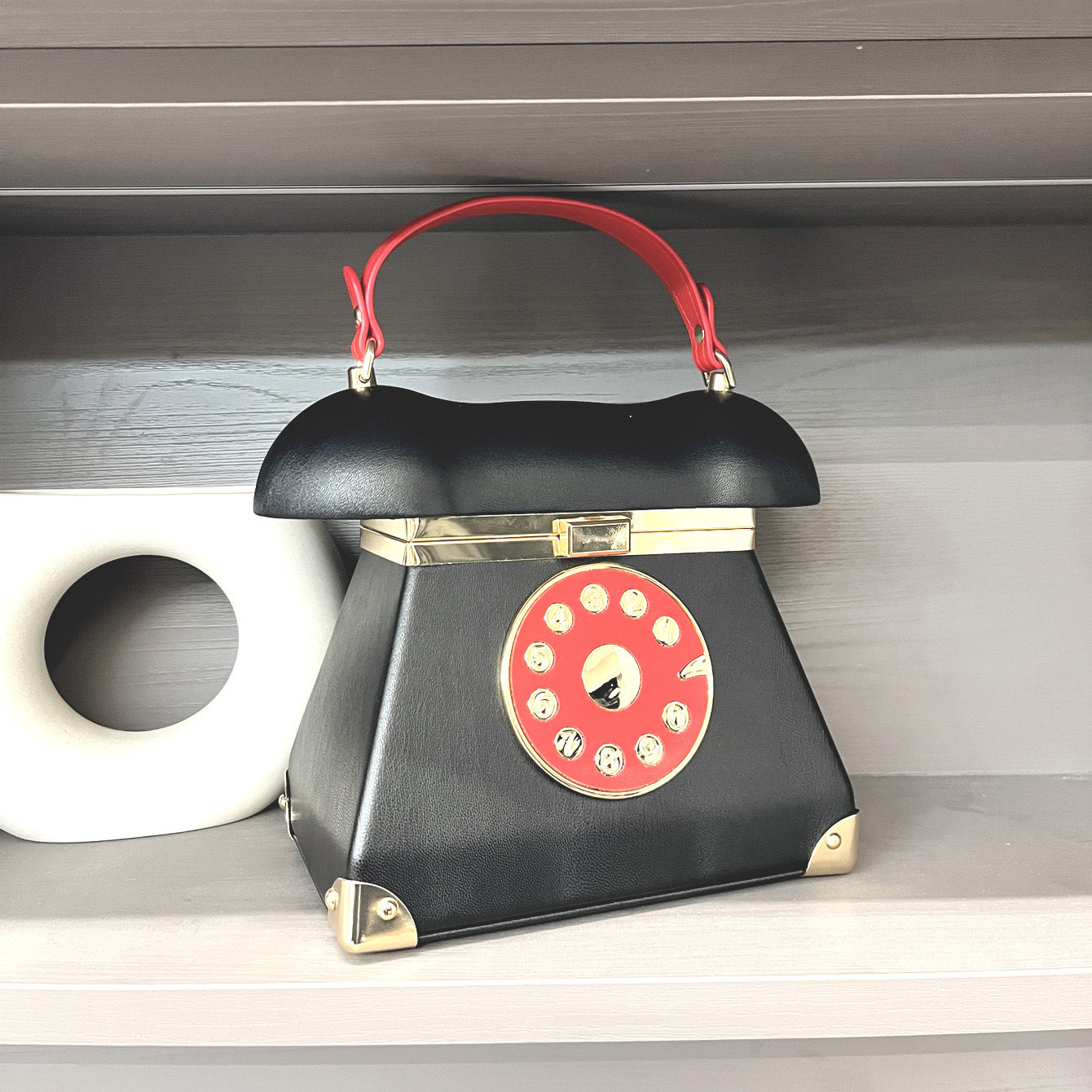 Women's Fashion Landline Phone-shaped Handbag - European American Retro PU Leather Multiple Colors