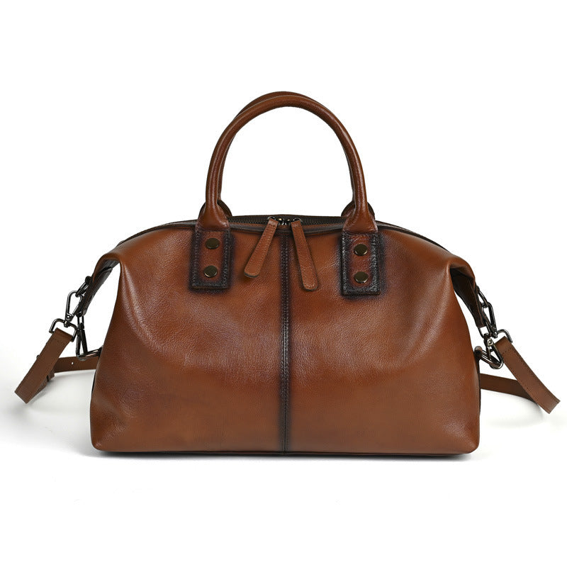 Women's All-match European And American Retro Large-capacity Handbag - Genuine Leather