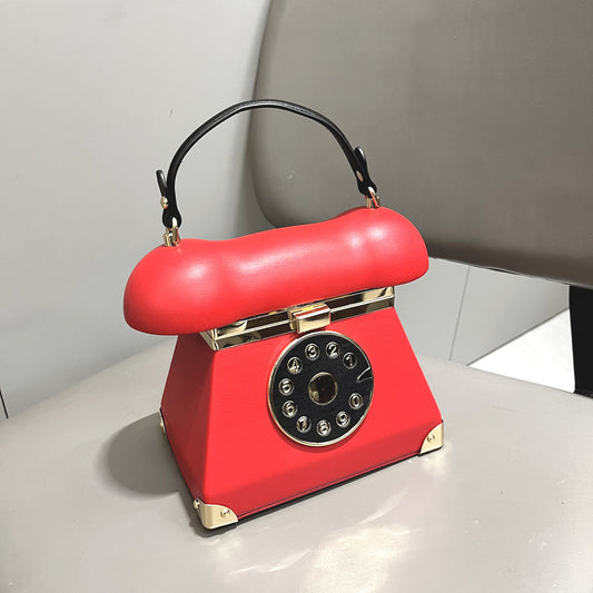Women's Fashion Landline Phone-shaped Handbag - European American Retro PU Leather Multiple Colors
