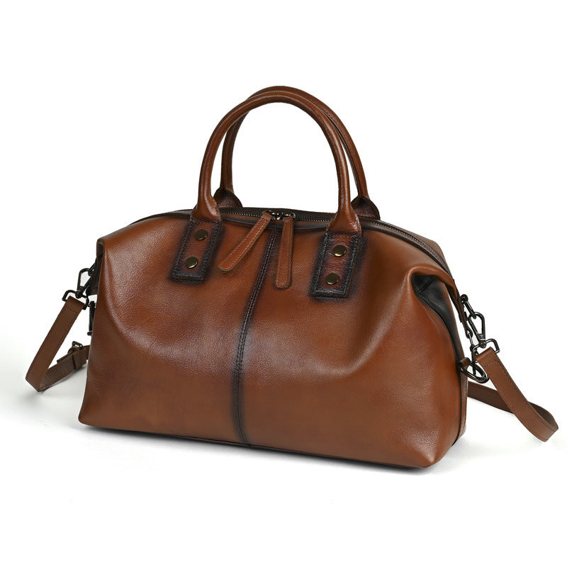 Women's All-match European And American Retro Large-capacity Handbag - Genuine Leather