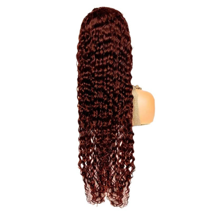 Women's Fashion Front Lace Wine Red Long Curly Wig - 18 Inches Multiple Sizes