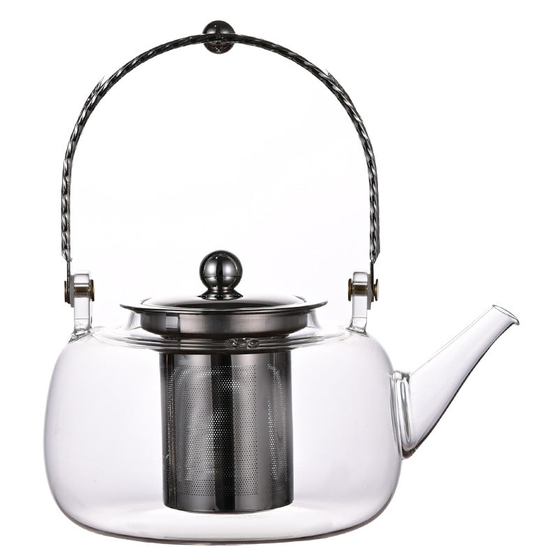 Copper Handles Steel Leakage Borosilicate Household Filter Glass Teapot - 1000ML