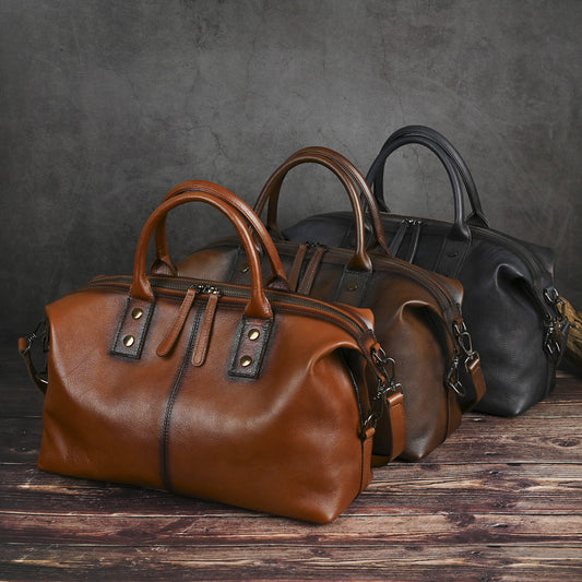 Women's All-match European And American Retro Large-capacity Handbag - Genuine Leather