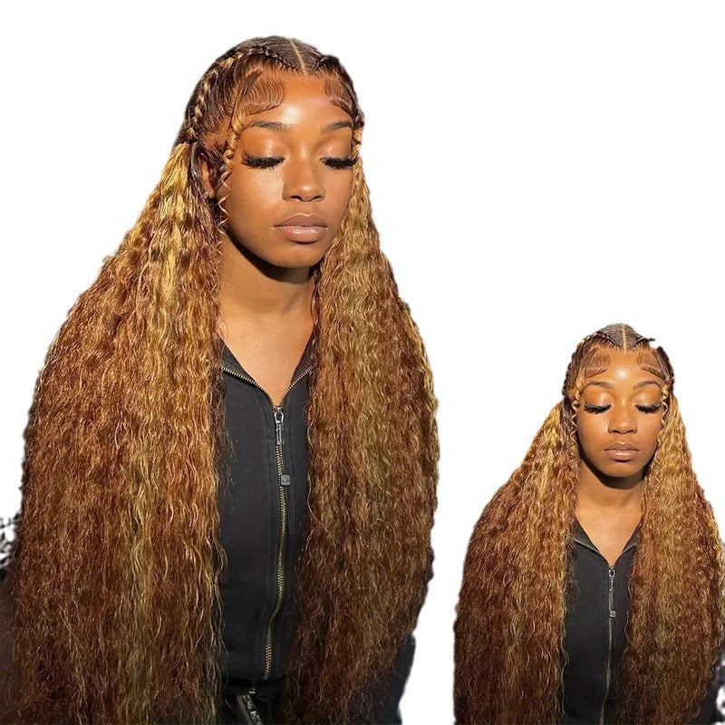Women's Lace Wig - Highlight Gradient Long Curly Hair with Medium Volume