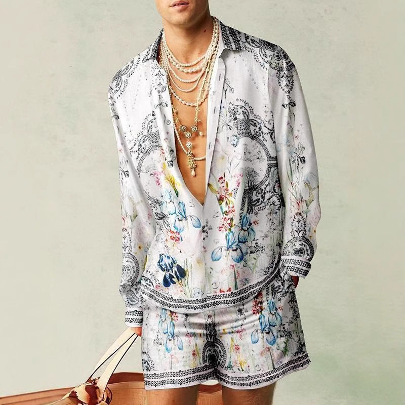 Men's 3D Digital Printing Casual Suit - Short Sleeve Shirt & Shorts Set