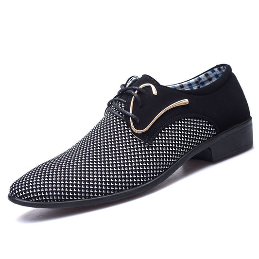 E-commerce New Men's Leather Shoes - Tooling Style Cross Strap Work Shoes
